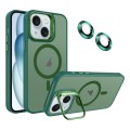 For iPhone 15 Invisible Lens Holder MagSafe Phone Case(Army Green)