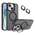 For iPhone 15 Invisible Lens Holder MagSafe Phone Case(Black)