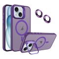 For iPhone 15 Plus Invisible Lens Holder MagSafe Phone Case(Dark Purple)