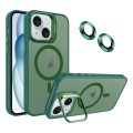 For iPhone 15 Plus Invisible Lens Holder MagSafe Phone Case(Army Green)