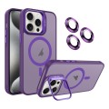 For iPhone 15 Pro Max Invisible Lens Holder MagSafe Phone Case(Dark Purple)