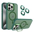 For iPhone 15 Pro Max Invisible Lens Holder MagSafe Phone Case(Army Green)