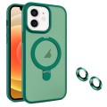 For iPhone 12 MagSafe Magnetic Holder Phone Case(Dark Green)