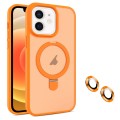 For iPhone 12 MagSafe Magnetic Holder Phone Case(Orange)