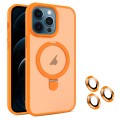 For iPhone 12 Pro Max MagSafe Magnetic Holder Phone Case(Orange)