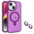For iPhone 14 Plus MagSafe Magnetic Holder Phone Case(Dark Purple)