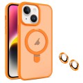 For iPhone 14 Plus MagSafe Magnetic Holder Phone Case(Orange)