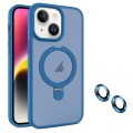 For iPhone 14 Plus MagSafe Magnetic Holder Phone Case(Blue)