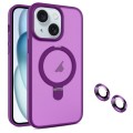 For iPhone 15 MagSafe Magnetic Holder Phone Case(Dark Purple)
