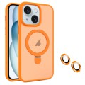 For iPhone 15 MagSafe Magnetic Holder Phone Case(Orange)