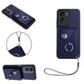 For Honor 90 Lite/X50i Organ Card Bag Ring Holder PU Phone Case with Lanyard(Blue)