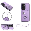 For Honor 90 Lite/X50i Organ Card Bag Ring Holder PU Phone Case with Lanyard(Purple)