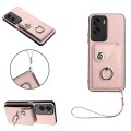 For Honor 90 Lite/X50i Organ Card Bag Ring Holder PU Phone Case with Lanyard(Pink)