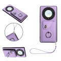 For Honor X9a/Magic5 Lite Organ Card Bag Ring Holder PU Phone Case with Lanyard(Purple)