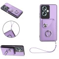 For OPPO A79 5G Global Organ Card Bag Ring Holder PU Phone Case with Lanyard(Purple)