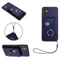 For Samsung Galaxy A04e 4G/M04 4G/F04 4G Organ Card Bag Ring Holder PU Phone Case with Lanyard(Blue)