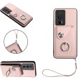 For Xiaomi Poco F5 Pro/Redmi K60/K60 Pro Organ Card Bag Ring Holder PU Phone Case with Lanyard(Pink)