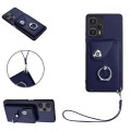For Xiaomi Poco F5 5G/Redmi Note 12 Turbo Organ Card Bag Ring Holder PU Phone Case with Lanyard(Blue
