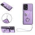 For Xiaomi Poco F5 5G/Redmi Note 12 Turbo Organ Card Bag Ring Holder PU Phone Case with Lanyard(Purp