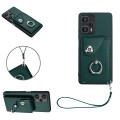 For Xiaomi Poco F5 5G/Redmi Note 12 Turbo Organ Card Bag Ring Holder PU Phone Case with Lanyard(Gree