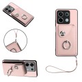 For Xiaomi Redmi Note 13 5G Global Organ Card Bag Ring Holder PU Phone Case with Lanyard(Pink)