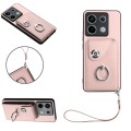 For Xiaomi Redmi Note 13 Pro 5G Global Organ Card Bag Ring Holder PU Phone Case with Lanyard(Pink)