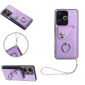 For Xiaomi Redmi Note 13 Pro+ Organ Card Bag Ring Holder PU Phone Case with Lanyard(Purple)