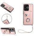 For Xiaomi Redmi Note 13 Pro+ Organ Card Bag Ring Holder PU Phone Case with Lanyard(Pink)
