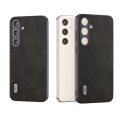 For Samsung Galaxy S24 5G ABEEL Black Edge Two-color Calf Texture PU Phone Case(Black)