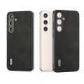 For Samsung Galaxy S24+ 5G ABEEL Black Edge Two-color Calf Texture PU Phone Case(Black)