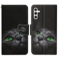 For Samsung Galaxy A05S Colored Drawing Pattern Leather Phone Case(Black Cat)