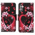For Samsung Galaxy A05S Colored Drawing Pattern Leather Phone Case(Red Heart)