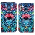 For Samsung Galaxy A15 Colored Drawing Pattern Leather Phone Case(Mandala)