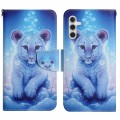 For Samsung Galaxy S24 5G Colored Drawing Pattern Leather Phone Case(Little Leopard)