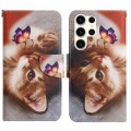 For Samsung Galaxy S24 Ultra 5G Colored Drawing Pattern Leather Phone Case(Butterfly Cat)