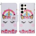 For Samsung Galaxy S24 Ultra 5G Colored Drawing Pattern Leather Phone Case(Crown Unicorn)