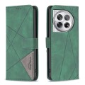 For OnePlus 12 5G BF05 Magnetic Buckle Rhombus Texture Leather Phone Case(Green)