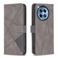 For OnePlus 12R BF05 Magnetic Buckle Rhombus Texture Leather Phone Case(Grey)