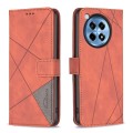 For OnePlus 12R BF05 Magnetic Buckle Rhombus Texture Leather Phone Case(Brown)