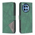 For OnePlus 12R BF05 Magnetic Buckle Rhombus Texture Leather Phone Case(Green)