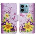 For Xiaomi Redmi Note 13 Pro Colored Drawing Pattern Leather Phone Case(Yellow Flower Butterfly)