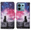 For Xiaomi Redmi Note 13 Pro Colored Drawing Pattern Leather Phone Case(Star Sky Cat)