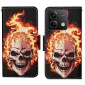 For Xiaomi Redmi Note 13 Colored Drawing Pattern Leather Phone Case(Flame Skull)