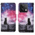 For Xiaomi Redmi Note 13 Colored Drawing Pattern Leather Phone Case(Star Sky Cat)