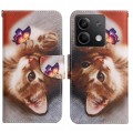 For Xiaomi Redmi Note 13 Colored Drawing Pattern Leather Phone Case(Butterfly Cat)