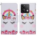 For Xiaomi Redmi Note 13 Colored Drawing Pattern Leather Phone Case(Crown Unicorn)