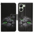 For Xiaomi Redmi 13C Colored Drawing Pattern Leather Phone Case(Black Cat)