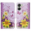 For Xiaomi Redmi 13C Colored Drawing Pattern Leather Phone Case(Yellow Flower Butterfly)