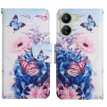 For Xiaomi Redmi 13C Colored Drawing Pattern Leather Phone Case(Purple Butterfly)