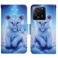 For Xiaomi Redmi 13T Colored Drawing Pattern Leather Phone Case(Little Leopard)
